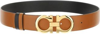 Ferragamo Brown Gancini Solid Reversible Belt