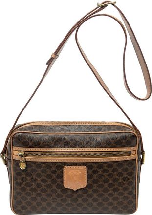 Celine Brown & Beige Macadam Coated Canvas Zip Crossbody (Authentic Pre-Loved)