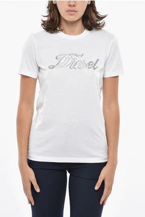 Diesel Cotton SILY T-Shirt with Lamè Logo Print size Xs