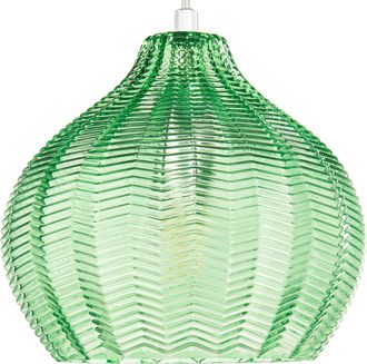 Beliani L&aacute;mpara De Techo De Vidrio Verde Esmeralda 73 Cm Colgante Pantalla Keila