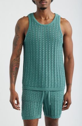 MAVRANS Salt Water Knit Tank in Teal at Nordstrom, Size Xx-Large