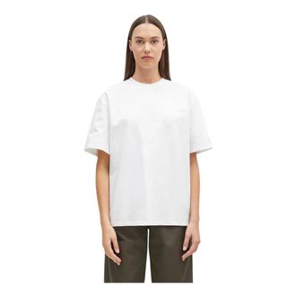 Ganni Camiseta de Algod&oacute;n Pesado con Hombros Ca&iacute;dos y Coraz&oacute;n - Tops - Mujer - Blanco - M