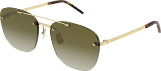 Saint Laurent SL 309 RIMLESS 003 Mens Sunglasses Gold Size 58 - Free RX Lenses - Free RX Lenses