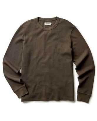 Taylor Stitch The Organic Cotton Crew in Fatigue Olive Waffle
