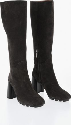 Hogan Stivali in Suede con Zip Laterale Tacco 8.5cm Hogan