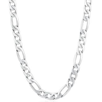 Pompeii3 Mens Classic Figaro 14k Gold (86gram) or Platinum (161gram) 8mm Link Chain Necklace 27