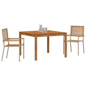 Berkfield Home Modern 3 Piece Garden Dining Set Beige Poly Rattan Acacia