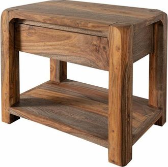 Massivmoebel24 comodino in legno di Sheesham / palissandro 60x40x50 grigio scuro oliato BUENO