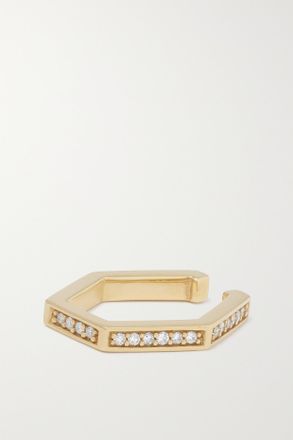 Kolours Jewelry Hexagon 18-karat Gold Diamond Ear Cuff - Oro