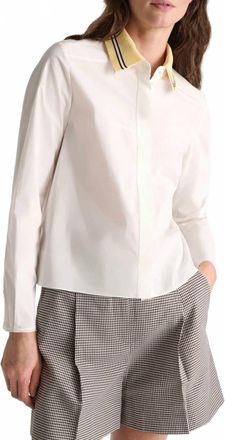 Dorothee Schumacher Poplin Power Blouse In White/lemon