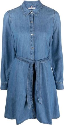 Tommy Hilfiger Lyra Denim Riem Jurk - Dames - Jurken - Blauw - Maat: 2XS Denim