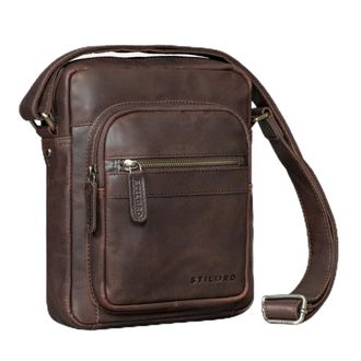 STILORD Joao Vintage Shoulder Bag Mens Small Leather Small Messenger Bag Mens Bag for Hanging with Many Compartments Genuine Leather Crossbody Bag for Tablet 