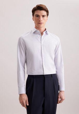 Seidensticker Businesshemd SEIDENSTICKER Schwarze Rose, Herren, Gr. XL (43), normale &Auml;rmell&auml;ngen, dunkelblau, 100% Baumwolle, gestreift, slim fit, 2-Knopf-Manschett