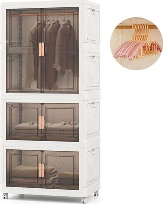 Costway Costway - 421L Storage Bins Portable Plastic Wardrobe Closet Organizer w/Lid-White