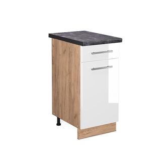 Vicco Mueble Bajo De Cocina Fame-line, Blanco Alto Brillo, 40 Cm, Et Antracita