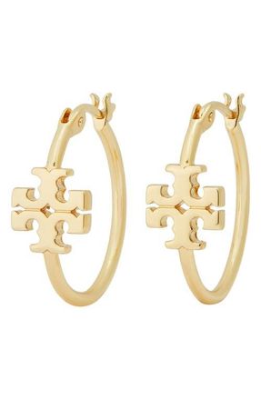 Tory Burch Small Eleanor Hoop Earrings in Tory Gold at Nordstrom
