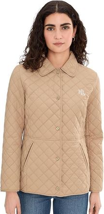 Lauren Ralph Lauren Blazer Quilt Contrast Lrl Embroid Womens Jacket Birch Tan : MD, Polyester