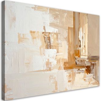Feeby Cuadro En Lienzo, Abstracci&oacute;n De Textura Minimalista En Beige, 120x80