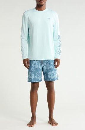 Hurley Long Sleeve T-Shirt & Swim Shorts Set in Hypnotic at Nordstrom Rack, Size X-Large
