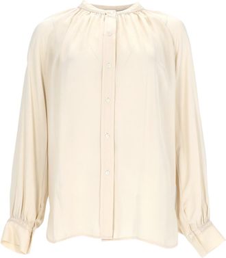 Vince Silk Blouse with Gentle Gathers and Elasticized Cuffs
