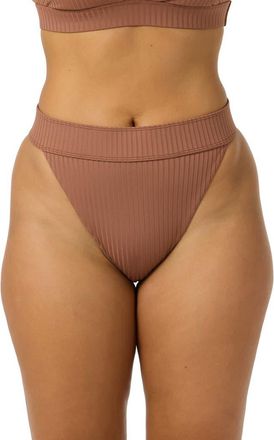 O'Neill Shorebreak Rib Santa Barbara High Waist Bikini Bottoms in Carob Brown at Nordstrom, Size Xx-Large