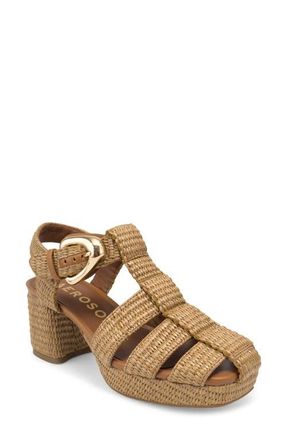 Aerosoles Soave Block Heel Sandal in Tan Basket Raffia at Nordstrom, Size 9.5