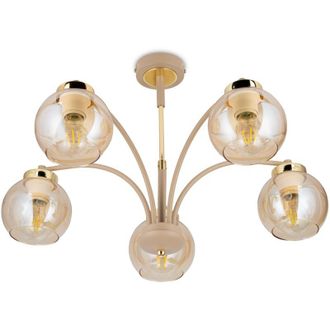 OEM L&aacute;mpara De Ara&ntilde;a Cris Beige Cristal 5xe27 60 Cm