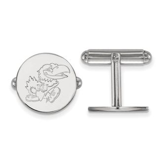 Diamond2Deal Sterling Silver Rhodium-plated Kansas Jayhawk Cuff Links
