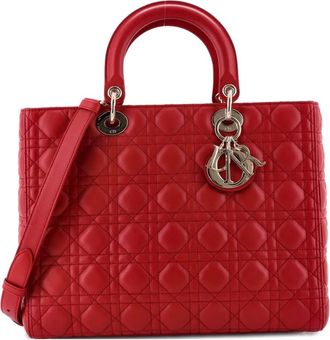 Dior Lady Dior Bag Cannage Quilt Lambskin Large tote bag - Bruin
