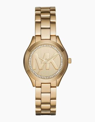 Michael Kors Womens Michael Kors MK3477 Slim Runway Gold Dial Ladies Watch