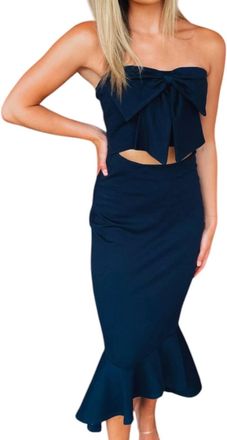 FORE COLLECTION Dazzling Darling Mermaid Dress In Navy