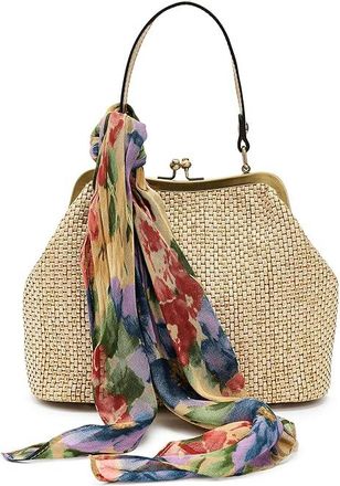Patricia Nash Laureana Frame W/ French Hydrangeas Scarf Cross Body Womens Handbags Natural, Full Grain leather