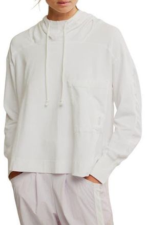 Free People FP Movement Hot Shot Stretch Cotton Fleece Hoodie in White at Nordstrom Rack, Size X-Small