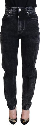 Dolce & Gabbana Womens Black Washed Cotton High Waist Denim Jeans Elastane Clothing
