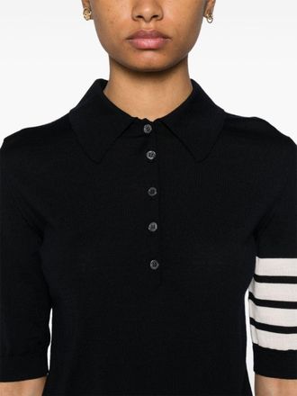 Thom Browne Virgin Wool Fine Knit Polo - Navy