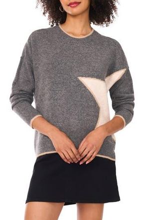 Vince Camuto Star Detail Crewneck Sweater in Salt And Pepper at Nordstrom Rack, Size Medium