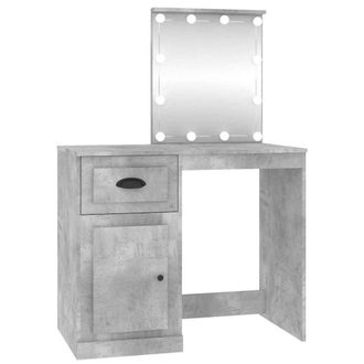 Berkfield Home Dressing Table with LED Concrete Grey 90x50x132.5 cm Engineered Wood