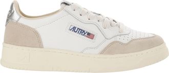 Autry Leather Sneakers With Suede Inserts And Contoured Design
