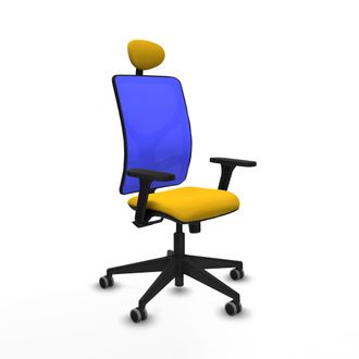 Piqueras y Crespo Motilla Sincro Malla Azul Bali Amarillo Brazos 3d Base Piramidal Cabecero Fijo Ruedas 65mm Engomadas