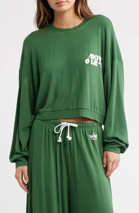 Boys Lie Kara Crewneck Crop Sweatshirt in Mint at Nordstrom, Size X-Large/xx-Large