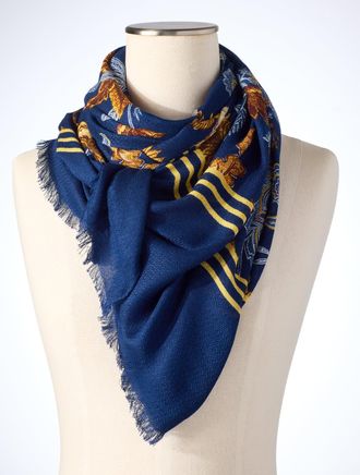 Talbots Etched Toile Oblong Scarf - Ink - 001 - 100% Cotton Talbots