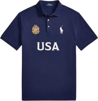Ralph Lauren Klassiek Passend USA Poloshirt - Heren - Polos - Blauw - L - Katoen - Tops