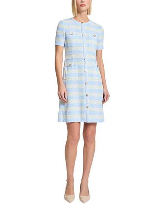 Misook Misook Bold Plaid Tweed Knit Sheath Dress