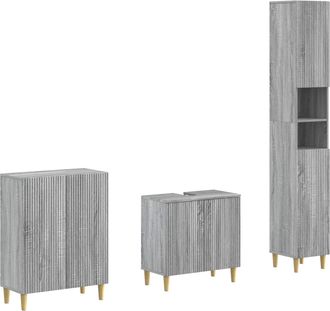 vidaXL Juego De Armarios De Ba&ntilde;o De 3 Piezas Arnhem Sonoma Gris Vidaxl