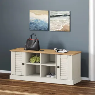 vidaXL Banco Zapatero Vigo Madera Maciza De Pino Blanco 106x35x45 Cm Vidaxl