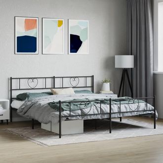 vidaXL Vidaxl - Estructura Cama Sin Colch&oacute;n Con Estribo Metal Negro 180x200 Cm