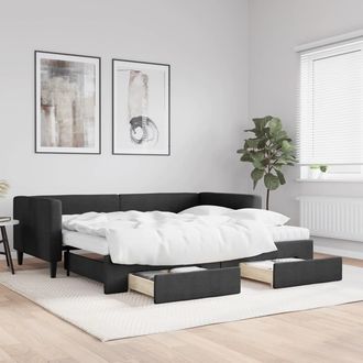 vidaXL Vidaxl - Sof&aacute; Cama Nido Con Cajones Tela Negro 90x200 Cm