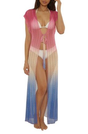 BECCA by Rebecca Virtue Sunset Metallic Ombr&eacute; Cover-Up in Roseberry/Lapis at Nordstrom, Size Medium