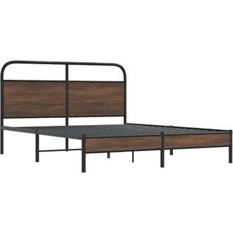 vidaXL Bed Frame without Mattress 150x200 cm King Size Brown Oak Engineered Wood Vidaxl
