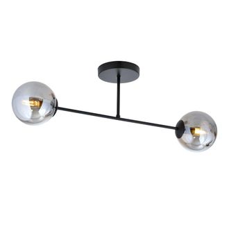 Wonderlamp Plaf&oacute;n de techo con estructura de metal negro y 2 esferas grises